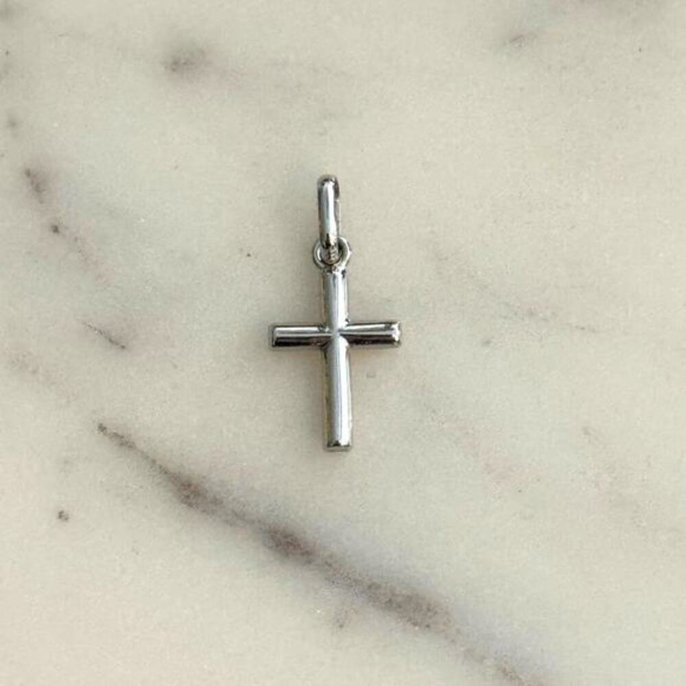 14kt White Gold Cross‎ Pendant Dainty Mini Petite Feminine